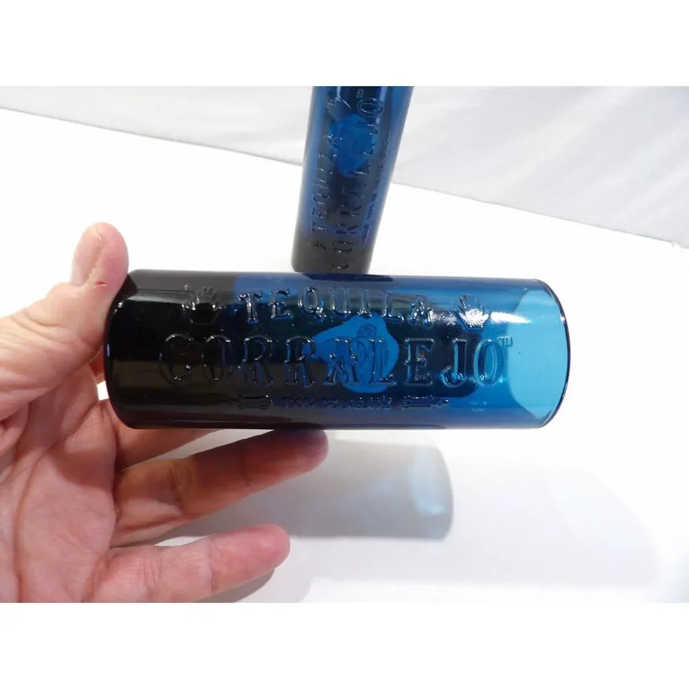Reposado Tequila Corralejo cobalt blue shot glass set, 2 pcs, tall shooter glass
